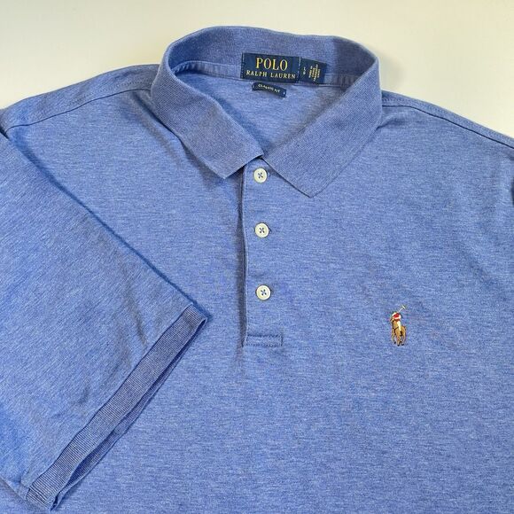 Polo Ralph Lauren Mens Polo Shirt Classic Fit Colorful Pony Blue Size Large - Picture 1 of 10